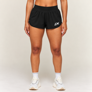DRIMEX black hybrid loose running shorts with inner brief lining